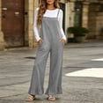 thumbnail image 4 of SAWOBUUN Womens Wide Leg Jumpsuit Adjustable Straps Casual Overalls Ruffled Hem Loose Fit Sleeveless Jumpsuits, 4 of 9