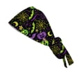 thumbnail image 4 of Voska Women's Halloween Printed Ponytail Scrub Cap Cotton Adjustable Work Hat Salon Spa Nursing Housework Full Coverage Cap Green one size, 4 of 6