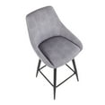 thumbnail image 4 of LumiSource Black Steel, Grey Corduroy Fabric Diana Counter Stool - Set of 2, 4 of 5