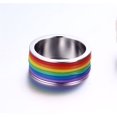 thumbnail image 4 of PAMTIER Men's Women's Stainless Steel 9MM Classic Rainbow Wedding Band Gay Lesbian LGBT Pride Ring Silver Size 9, 4 of 5
