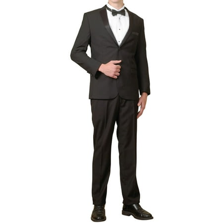Men's Black Slim Fit Tuxedo Suit - Includes Tux Jacket & Satin Stripe
