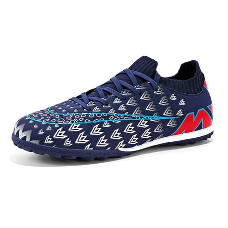 

Men Soccer Trainers Cleats Sock Design Navy Turf Football Shoes