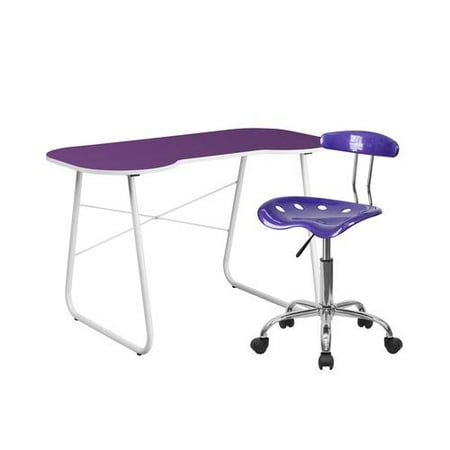 Flash Furniture Computer Desk and Tractor Chair in Purple