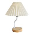 thumbnail image 1 of Pleated Table Lamp Decorative Desk Light USB Dimmable Bedside Nightstand Lamp with Cloth Lampshade and Wood Base for Bedroom Decor, 1 of 3