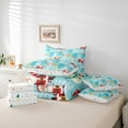thumbnail image 5 of Homewish Magic Santa Claus Bedding Comforter Set 7pcs for Teens, Cute Winter Snowman Queen Bedding Sets, Cyan Christmas Cabin Reversible Queen Sheet Sets, Microfiber Bedroom Decor, 5 of 7