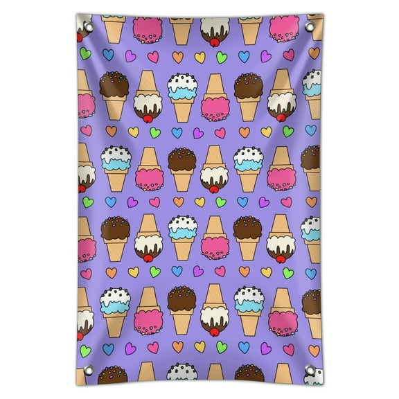 Ice Cream Pattern with Rainbow Hearts Home Business Office Sign