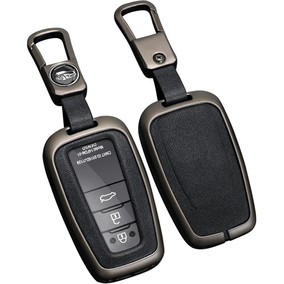 Key Fob Cover Compatible with Toyota RAV4 Camry Highlander Avalon Corolla 4Runner CHR AE86 Prius 2011-2025 4 Button Leather Keychain Case Holder Protector,Black,Come with Key Hook