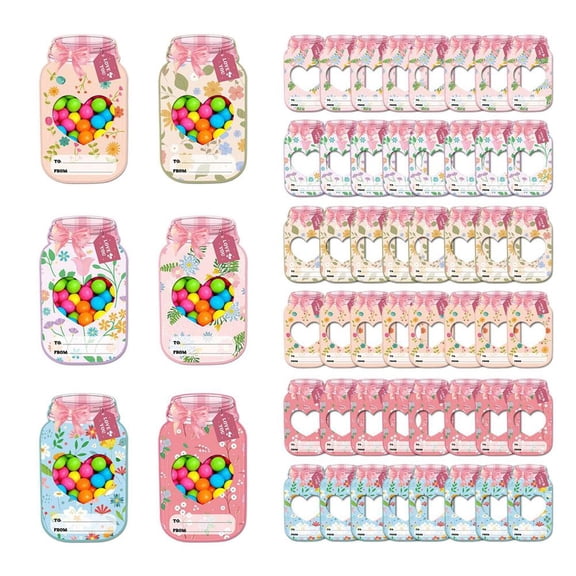 48 Pack Kids Valentines Day Cards Classroom Exchange - Bubble Gum Machine Design with Round Holders, DIY Candy Cards for School Party Favors, Gifts, Crafts & Rewards