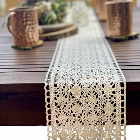 

Table Runner Macrame for Wedding in Boho Style Beige Cream