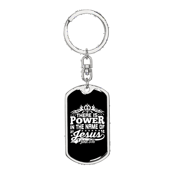Power In Jesus John 3:16 Stainless Steel or 18k Gold Premium Swivel Dog Tag Keychain