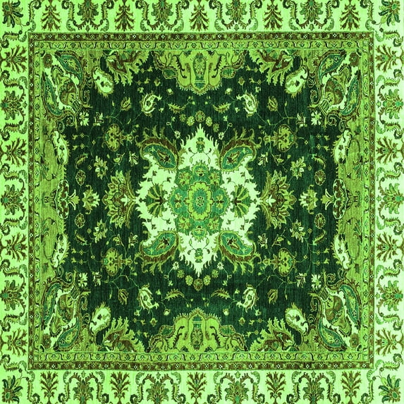Ahgly Company Indoor Square Geometric Green Traditional Area Rugs, 6' Square