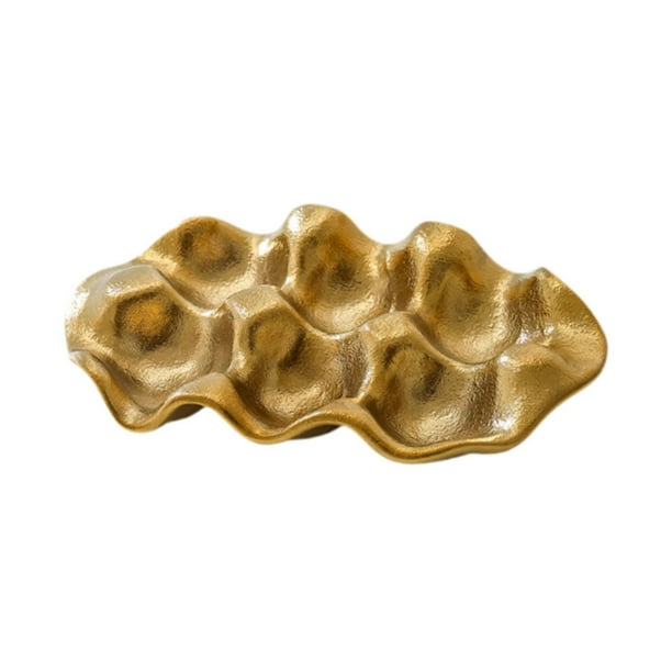 Soporte de cerámica para huevos, bandeja de almacenamiento para huevos, decoración de encimera, práctico contenedor para huevos, dispensador de huevos oro