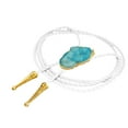 thumbnail image 4 of Daisy Del Sol Boho Leather Western Bolo Tie Sunstone Gemstone Gold Trim Tips Choker Necklace, 4 of 6