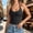 Black, variant on Womens Summer Tops Backless Tie Neck Double Lined Basic Halter Tops for Women White M