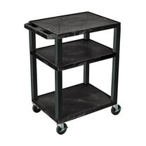 Luxor 24 in. Plastic AV Cart with Three Shelves, Black