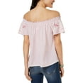 thumbnail image 2 of Self Esteem Juniors Off The Shoulder Peasant Top Pink Stripe XL, 2 of 2