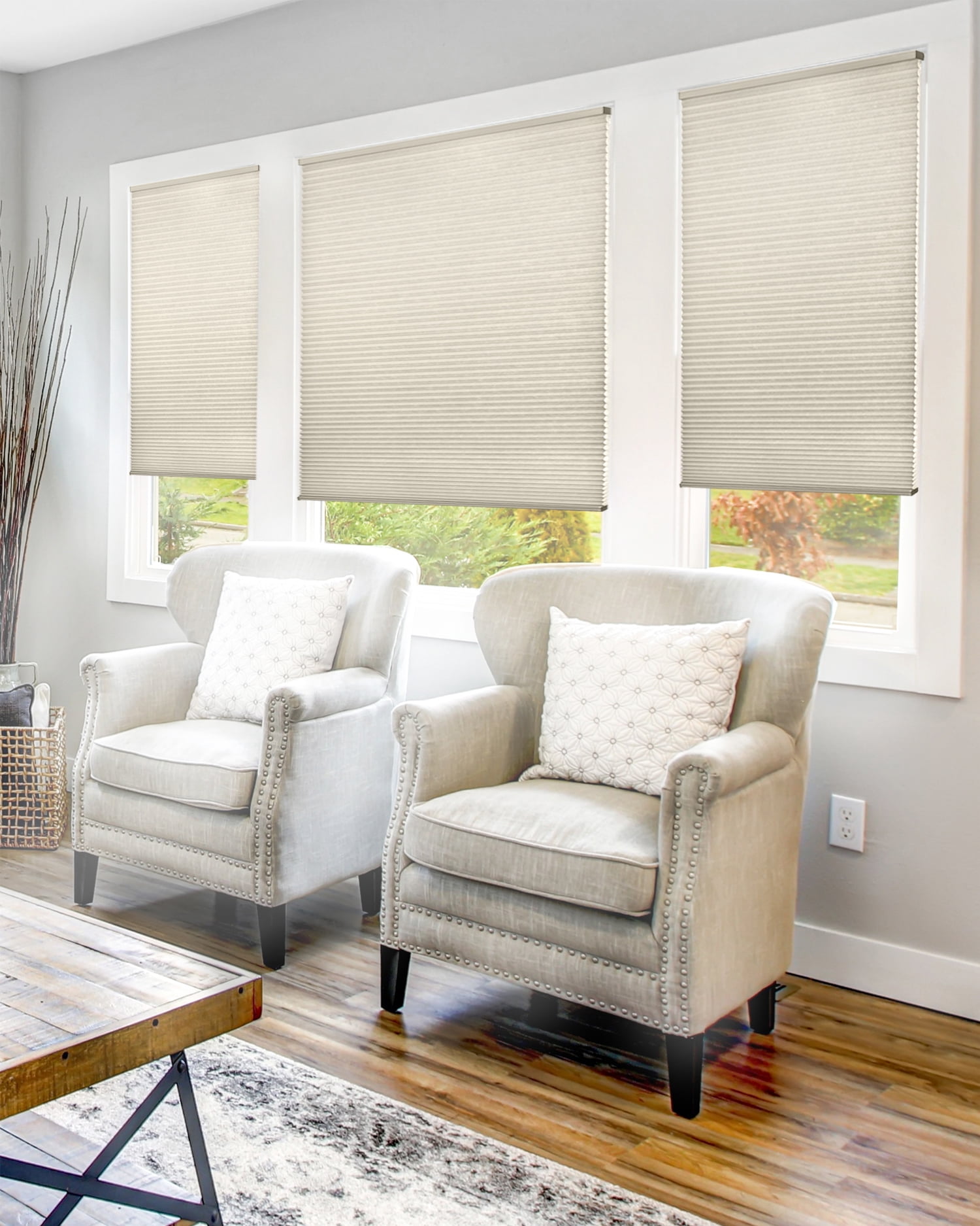 Chicology Cordless Cellular Shade Light Filtering, Khaki Grey 29.5"W x 48"H
