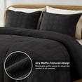 thumbnail image 6 of Regency Heights Waffle Weave Comforter Set with Throw Blanket for Couch, 5-Piece Ful/Queen Size Lightweight Comforter Bet Set for All Season, Textured Bedding Set for Bed & Sofa, Black, 6 of 10