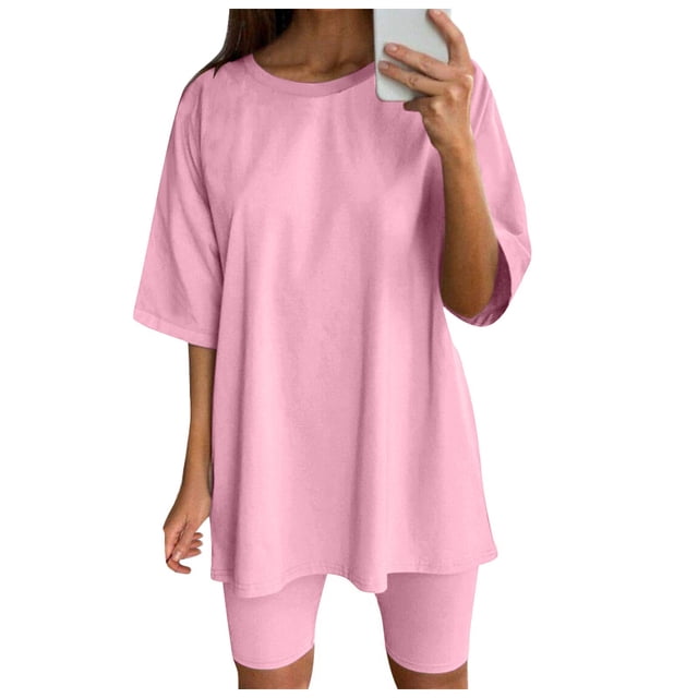 Conjunto deportivo de manga corta y pantalones cortos para mujer, para yoga y running - S-XXXL