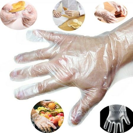 

100-1200PCS Plastic Clear Disposable Gloves Food Cleaning Catering Beauty USA