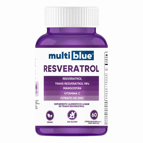 Suplemento Antioxidante Multiblue Resveratrol 60 Cápsulas