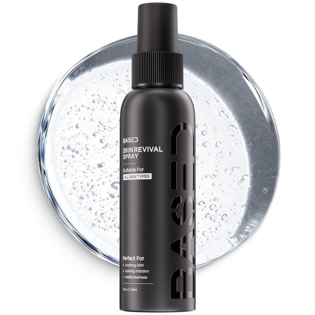 BASED Skin Revival Spray - Ácido Hipocloroso, Limpiador Facial para Brotes, Reduce el Enrojecimiento, Alivia la Irritación (4 Fl Oz, Paquete de 1)