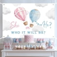 thumbnail image 2 of 6x4FT Hot Air Balloon Gender Reveal Backdrop Pink Blue Hot Air Balloon He or She Photography Background Adventure Awaits Boy or Girl Gender Reveal Party Decorations Banner Photo Booth Props, 2 of 6