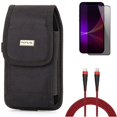 thumbnail image 1 of PD Cable & Privacy Screen Protector & Case Belt Clip for iPhone 13 Pro Max ONLY - 10ft USB-C to iPhone Charger + Tempered Glass Curved Anti-Spy + Swivel Holster Rugged Combo, 1 of 1