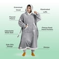 thumbnail image 2 of Cozy Comfort Wearable Blanket Hoodie, Long Sherpa Fleece Sweatshirt, Warm Big Hood, Side Split and Belt, Oversize, 2 of 6