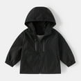 thumbnail image 2 of Tiweut Boys's Leisure Tops Windbreaker Jacket Kids Lightweight Hoodie Long Sleeve Solid Color Zipper Outdoor Regular Boy Coat Black,2-3 Y, 2 of 3