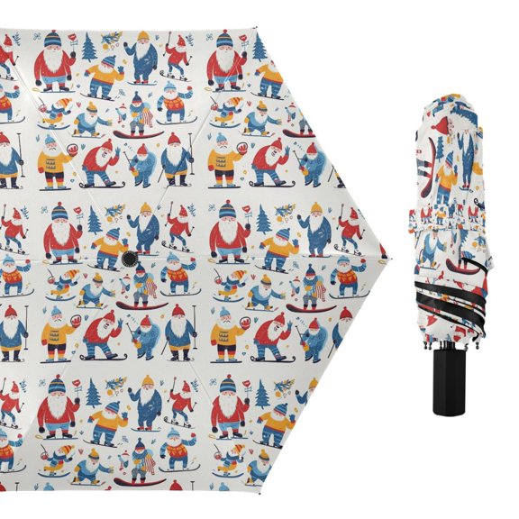 Christmas Santa Claus Compact Sun Umbrella Windproof Travel Umbrellas for Rain Strong Portable UV Protection