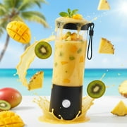 Portable Blender for Smoothies & Shakes – 16oz Mini Personal Blender Bottle, USB-C Rechargeable & Self-Cleaning – Black – Perfect Holiday Gift