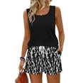 thumbnail image 2 of UDAUDU Short Sets Women 2 Piece Outfits Floral Print Sleeveless Tank Top and Shorts Beach Travel Comfy Clothing Black L, 2 of 8