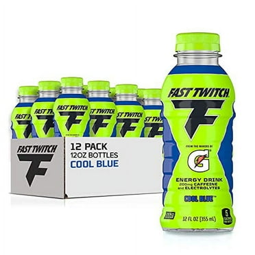 Fast Twitch Energy drink from Gatorade, Cool Blue, 12oz Bottles, (12 Pack), 200mg Caffeine, Zero Sugar, Electrolytes