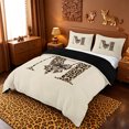 thumbnail image 2 of meiyoeat bow Monogram M Print Bedding,Fashion Leopard Print Duvet Cover Full,Black Reversible,3 Pieces,1 Duvet Cover and 2 Pillowcases, 2 of 6