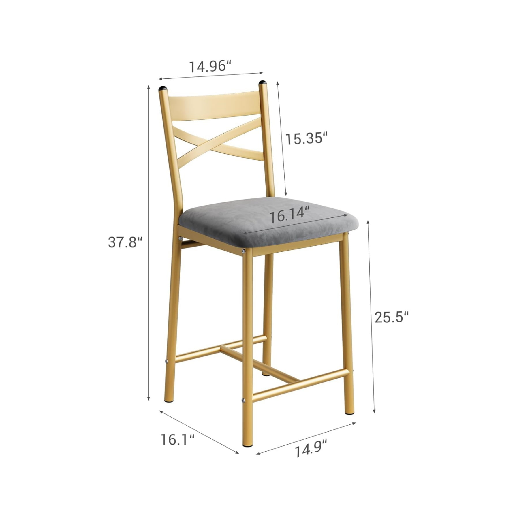 2/4PCS Home Bar Stools, PU Upholstered Bar Chairs, Kitchen Island Chairs With X-Shaped Backrest And Metal Footrest, Black Counter Height Chairs For Dining Room, Coffee Shop