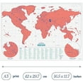 thumbnail image 2 of Luckies Scratch Map | Scratch Off World Map Poster | A3 Coral, 2 of 7