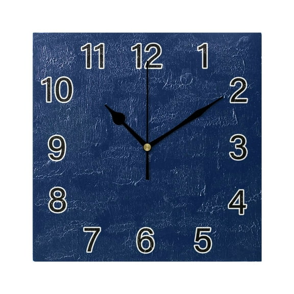 Ryvnso Dark Blue Paint Wall Clock Square Silent Non-Ticking Battery Operated 7.78"