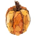 thumbnail image 5 of Fall Harvest Pumpkin with Layered Leaves and Pinecones - 9.75" - Orange and Brown, 5 of 7
