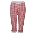 thumbnail image 4 of Bermuda Shorts for Women Trendy 2025 Fashion Retro Plaid Ruffle Cropped Pants Cute Tight Bottom High Waist Casual Beach Vacation S-XL, 4 of 8