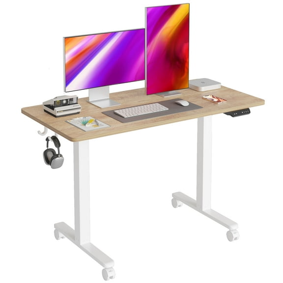 Cubiker 48 x 24 inch Standing Desk Height Adjustable Desk Home Office Electric Table, Maple