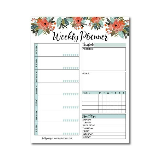 floral undated weekly family calendar planner pad mom monthly to do