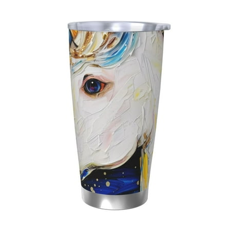 

Salouo Starry White Horse Print 20oz Tumbler with Lid Stainless Steel Vacuum Insulated Tumbler Durable Insulated Coffee Mug Thermal Cup with Splash Proof Sliding Lid-Without Straw