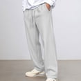 thumbnail image 2 of IWRICH Men's Wide Leg Sweatpants Baggy Drawstring High Waisted Joggers Lounge Sweat Pants with Pockets Light Gray XL, 2 of 4