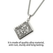 Spencer Silver Cross Holy Bible Book Pendant Necklace Openable Prayer Bible Verse Religious Christian Necklace for Men and Women