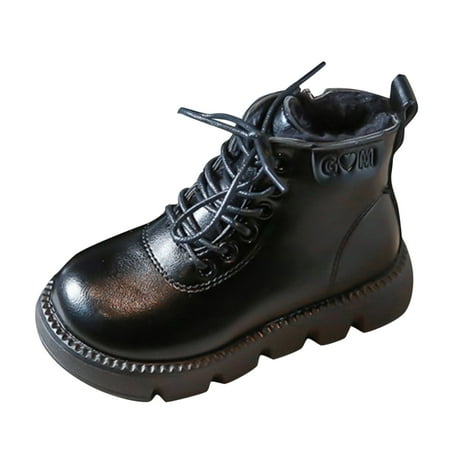 

KaLI_store Toddler Girl Booties Girl Soft Booties Winter Snow Boots Toddler Warm Shoes Black 1.5