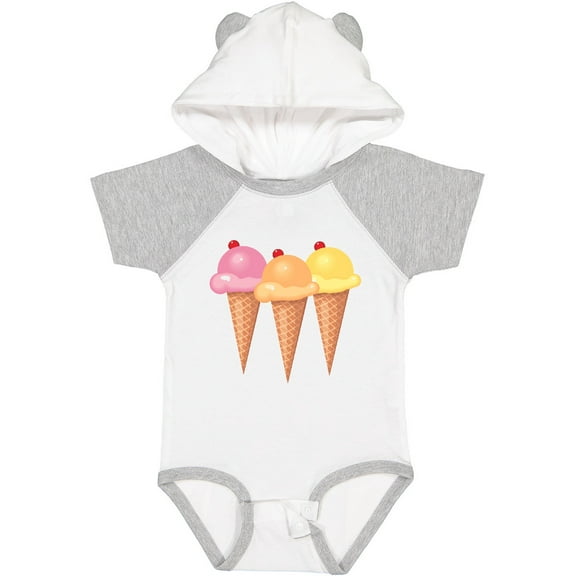 Inktastic 3 Scoops of Ice Cream Girls Baby Bodysuit
