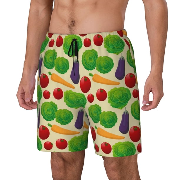 Fotbe Vegetable Traje de Baño para Hombre – Shorts de Natación de Secado Rápido con Forro y Bolsillos-Small