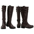 thumbnail image 5 of Womens Mens Knee High Riding Boots Classic Square Toe Slip On Leather Fall Booties Lightweight Non Slip Work Boots Brown Size 9, 5 of 6