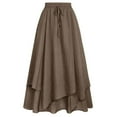 thumbnail image 4 of nerohusy Womens Renaissance Elastic High Waist Skirt Drawstring Double Layered Flowy Long Skirts Vintage Boho Skirts with Pockets 2025 Brown,XL, 4 of 7